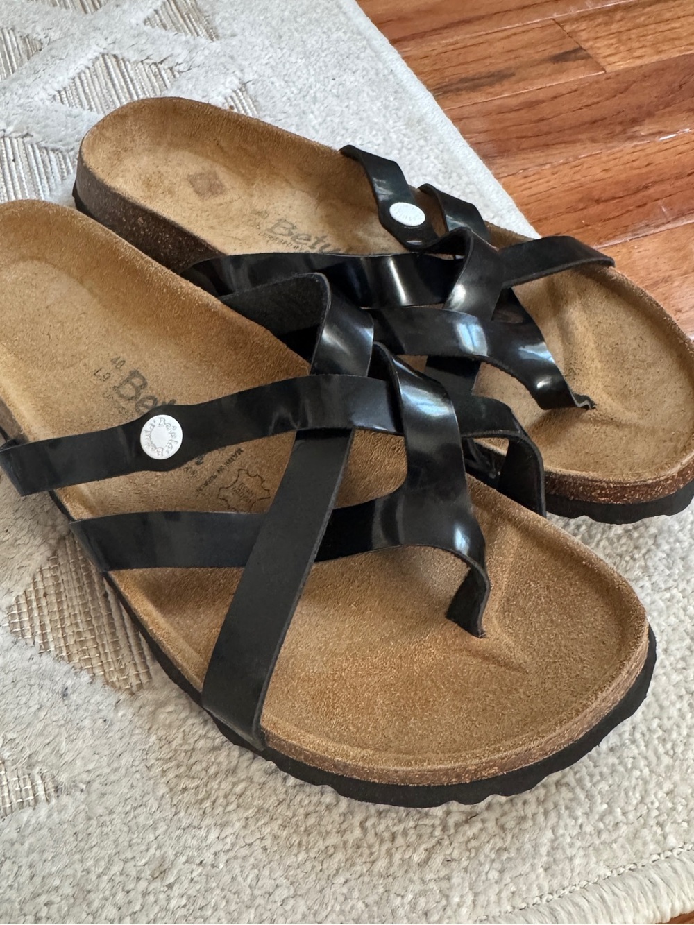 Birkenstock Betula Patent Leather Sandals Black Size 9 - Picture 2 of 6